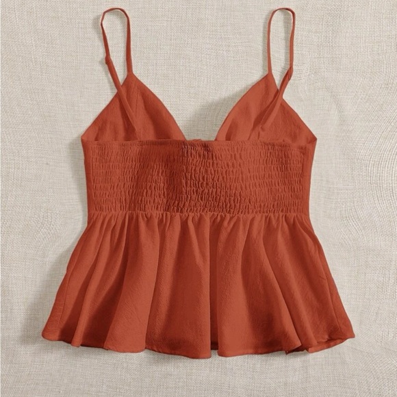 medium cami top front knot brick red minimalist top - Picture 3 of 3
